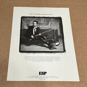 Kirk Hammett of Metallica - ESP Guitars - 1996 B&W Print Advertisement